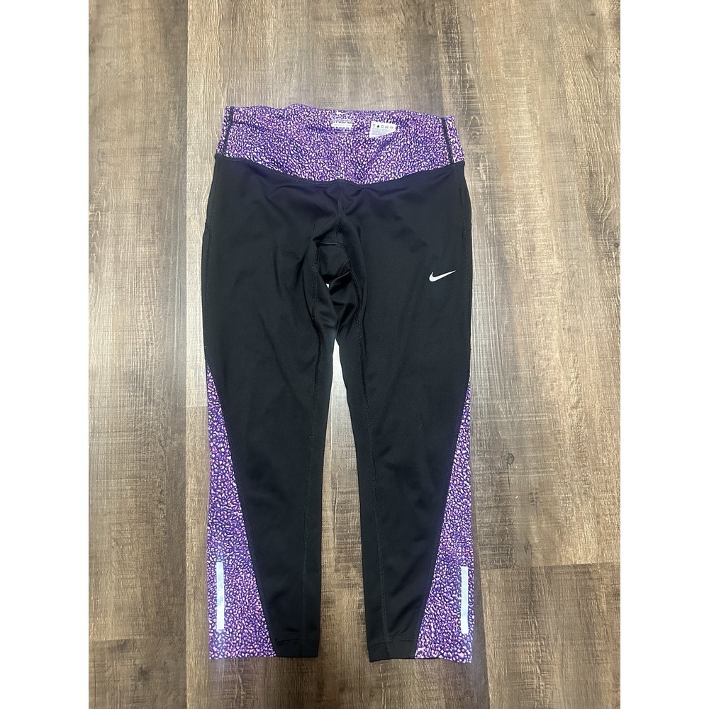 Nike Black And Purple Trim Capris Small